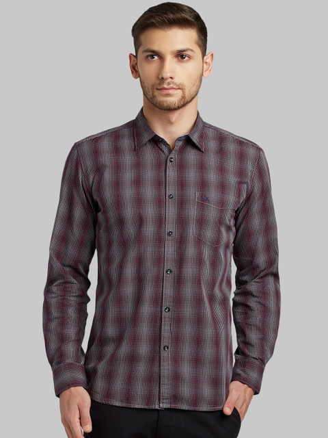 

Parx Men Maroon & White Slim Fit Checked Casual Shirt