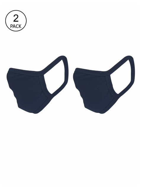

nestroots Unisex Blue Printed Pack of 2 Solid 2-Ply Reusable Cloth Mask