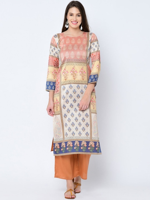 

ZIYAA Women Brown & Brown Printed A-Line Kurta