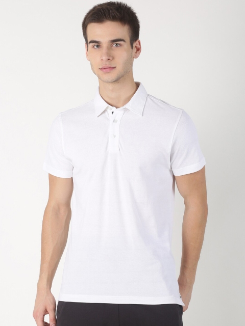 

Soul Space Men White Solid Organic Cotton Polo Collar T-shirt