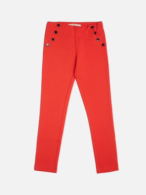 

VITAMINS Girls Red Solid Skinny-Fit Treggings