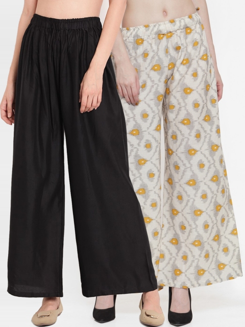 

TAG 7 Women Pack Of 2 Wide Leg Palazzos, Black