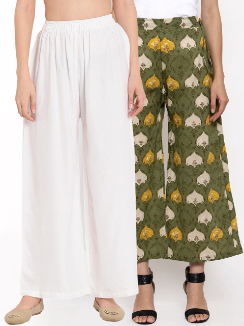 

TAG 7 Women Pack Of 2 Wide Leg Palazzos, White
