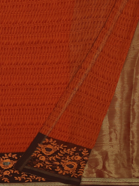 

Pothys Orange & Brown Poly Georgette Printed Saree