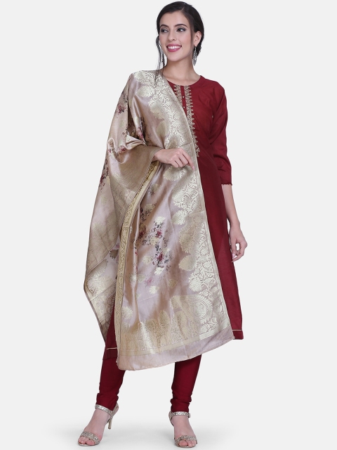 

BOMBAY SELECTIONS Maroon & Gold Cotton Blend Unstitched Dress Material