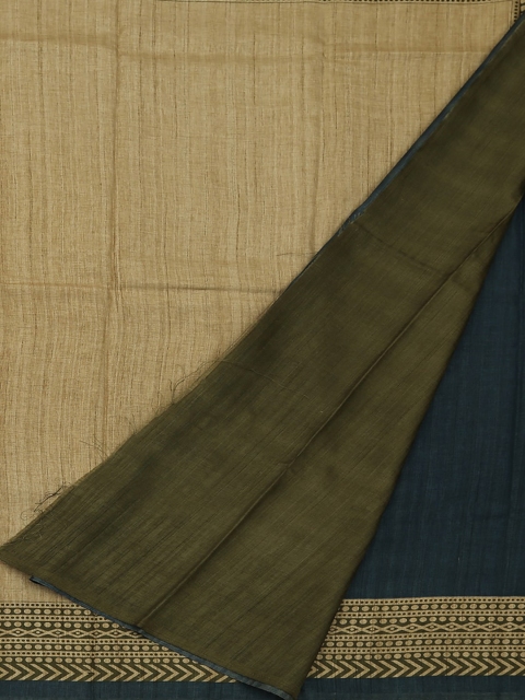 

Pothys Navy Blue & Gold-Toned Jute Silk Woven Design Saree