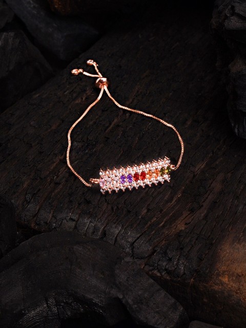 

DIVA WALK EXCLUSIVE Rose Gold-Plated CZ Studded Handcrafted Bangle-Style Bracelet