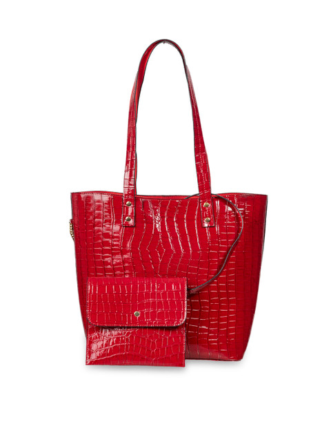 

THE GUSTO Red Textured Leather Shoulder Bag