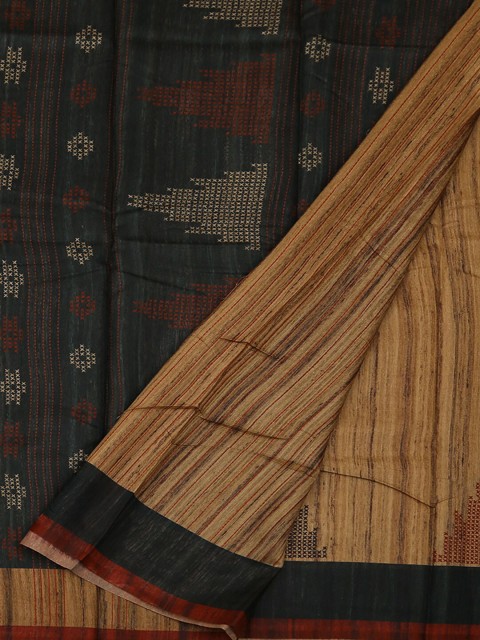 

Pothys Brown & Black Jute Silk Printed Saree