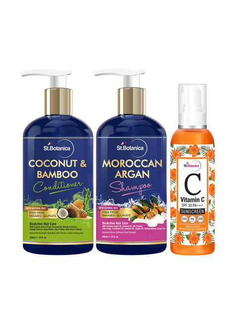 

St.Botanica Moroccan Argan Hair Shampoo, Conditioner, Hair Serum & Hair Mask 1020 g, Blue