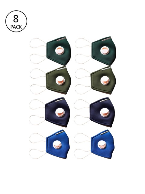 

Bellofox Unisex Pack Of 8 3Ply Protective Outdoor Face Masks With Valve, Green