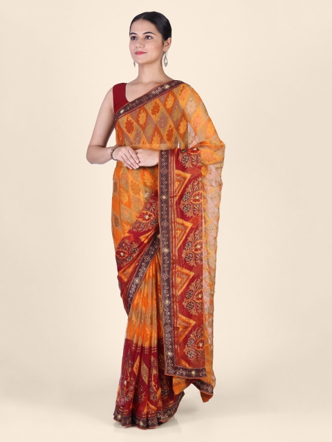 

CLAI WORLD Yellow Embellished Saree