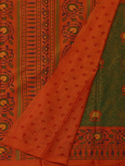 

Pothys Green & Orange Poly Georgette Woven Design Saree