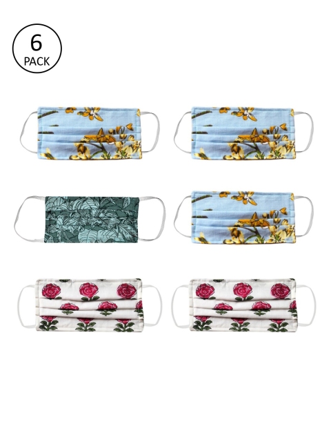 

Bellofox Set of 6 Floral Face Masks, Blue