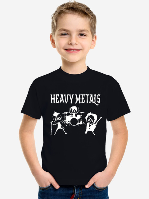 

MAGIC TEES Boys Black & White Heavy Metals Print T-shirt