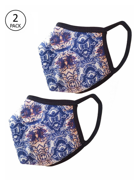 

nestroots Unisex Pack of 2 Pcs Blue & White Reusable 2-Ply Outdoor Cloth Masks