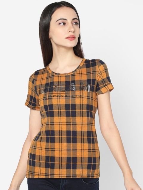 

Deal Jeans Women Mustard Yellow Checked Top