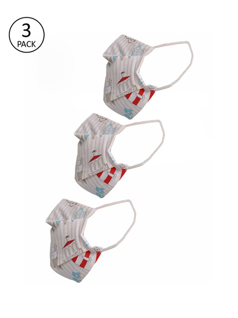 

nestroots Adults Pack of 3 White Printed 2-Layers Outdoor Masks