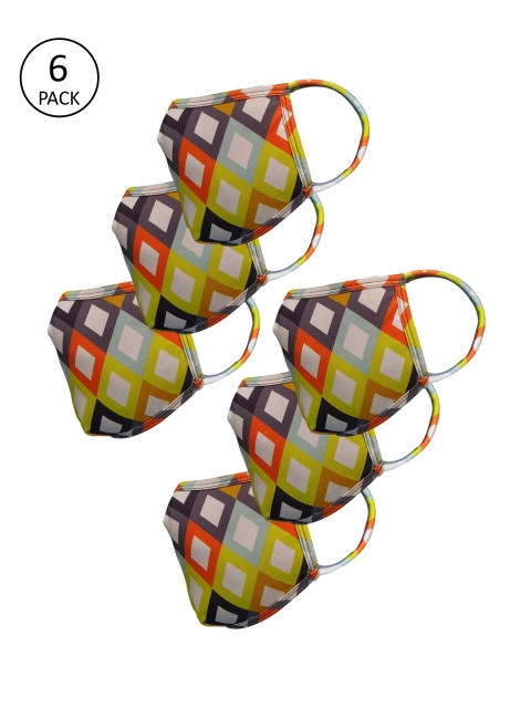 

nestroots Adults Pack of 6 Multicoloured Printed 2-Layers Outdoor Masks, Multi