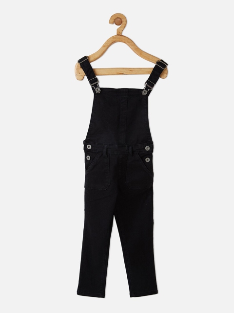 

VITAMINS Girls Black Solid Dungarees