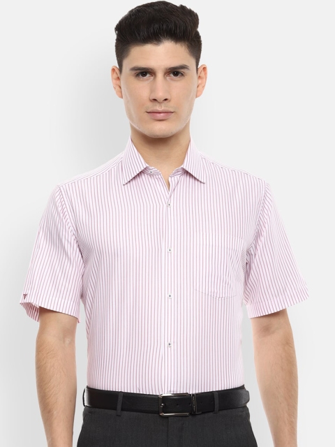 

Van Heusen Men White & Pink Slim Fit Striped Formal Shirt