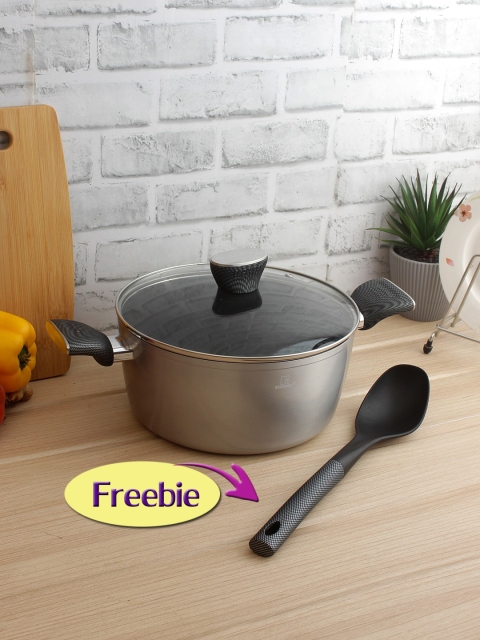 

BERGNER Grey & Black Kadhai With Lid