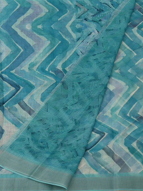 

Pothys Blue Printed Jute Silk Saree