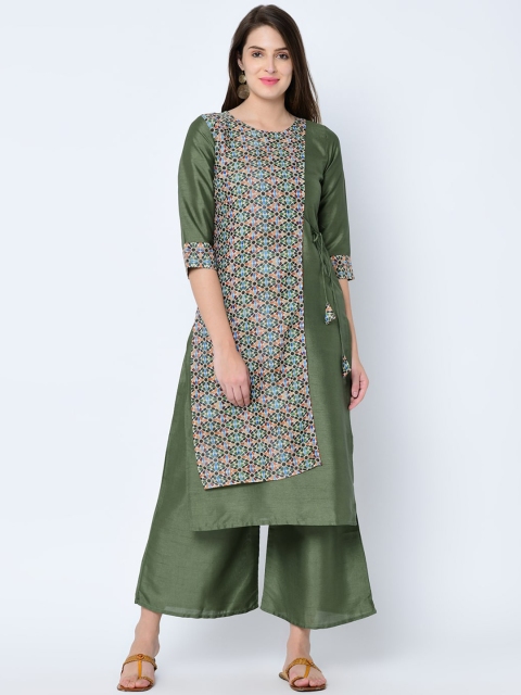 

ZIYAA Women Green & Blue Printed A-Line Kurta