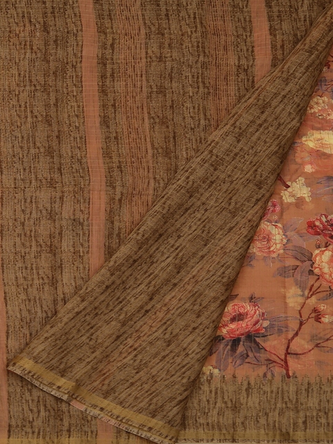 

Pothys Pink & Beige Jute Silk Printed Saree