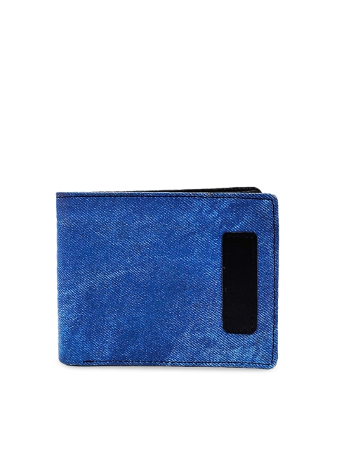 

WENZEST Men Blue Solid Two Fold Wallet