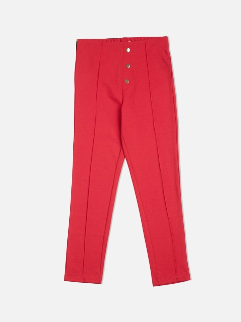 

VITAMINS Girls Red Solid Skinny-Fit Treggings