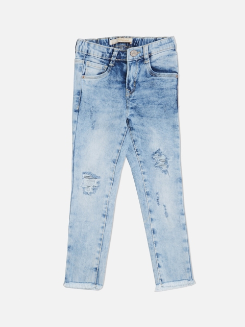 

VITAMINS Girls Blue Skinny Fit Mid-Rise Mildly Distressed Jeans