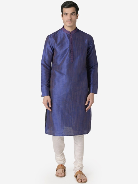 

Sanwara Men Blue & White Solid Kurta with Churidar