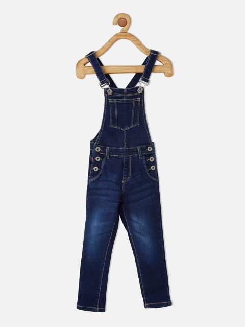 

VITAMINS Girls Blue Solid Ankle-Length Denim Dungarees