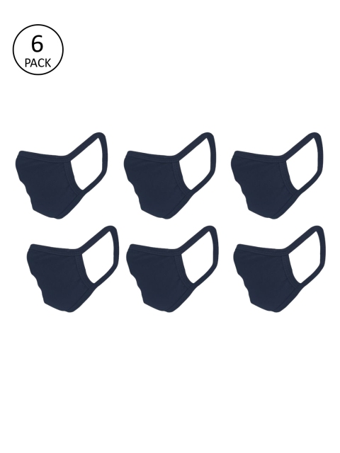 

nestroots Unisex Blue Pack of 6 Solid 2-Ply Reusable Cloth Mask