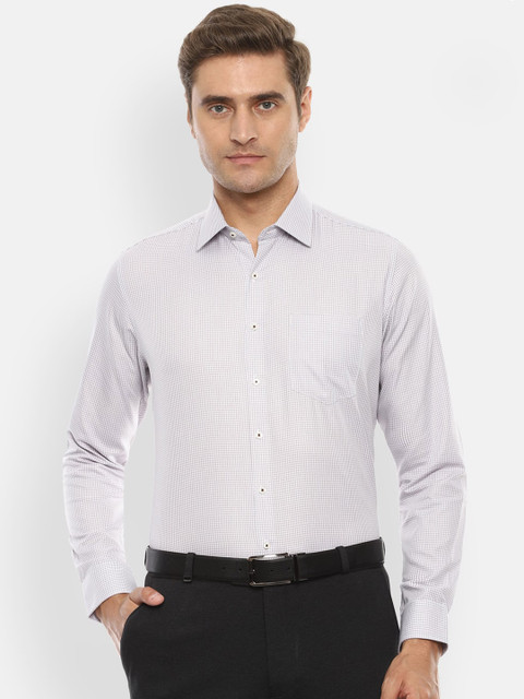 

Van Heusen Men White & Blue Slim Fit Checked Formal Shirt