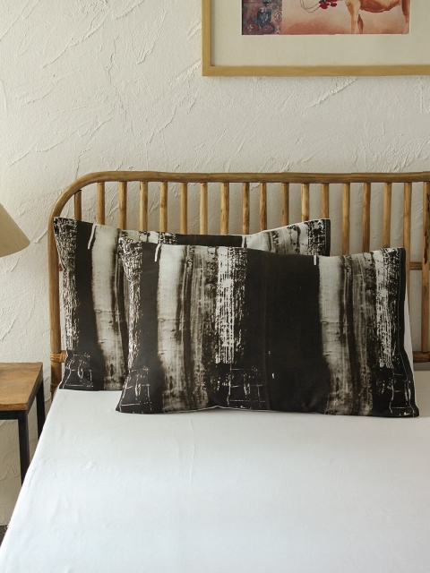 

House This Set Of 2 Brown & Grey Abstract Printed Vivarta Pillow Covers