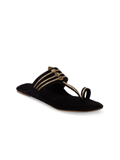 

Inc 5 Women Black Embellished Synthetic Suede One Toe Flats