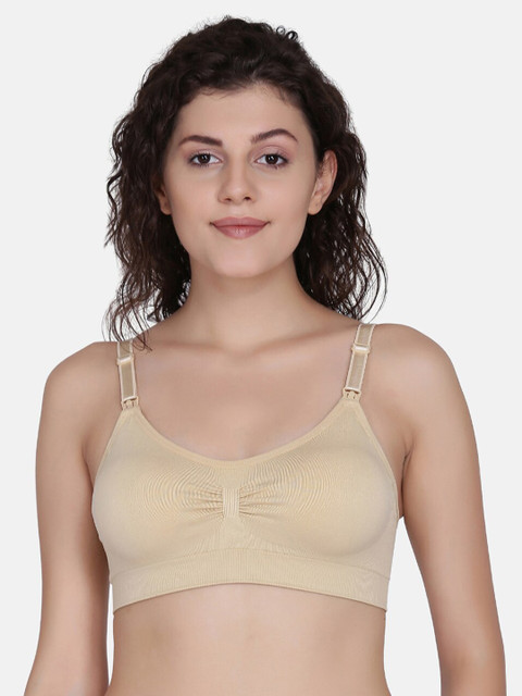

fashiol Beige Solid Non-Wired Lightly Padded Beginners Bra FEED-IMP