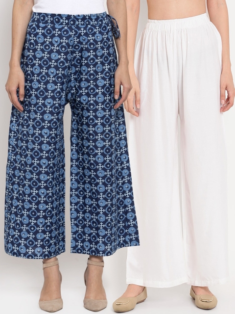 

TAG 7 Women Pack Of 2 Wide Leg Palazzos, White