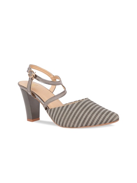 

Sole To Soul Women Grey Striped Block Heels