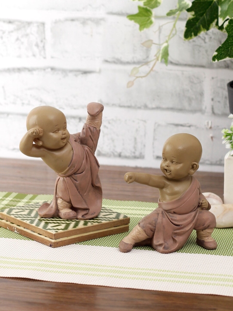 

TAYHAA Set Of 2 Brown & Pink Lucky Charm Fitness Buddha