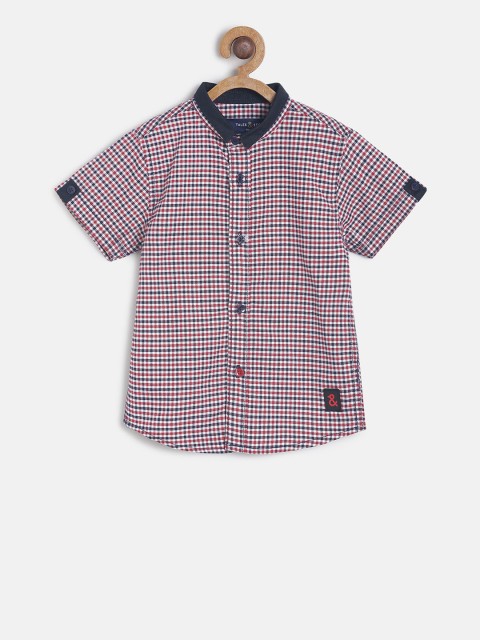 

TALES & STORIES Infant Boys Red & White Regular Fit Checked Casual Shirt