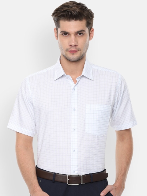 

Van Heusen Men White & Blue Regular Fit Checked Formal Shirt
