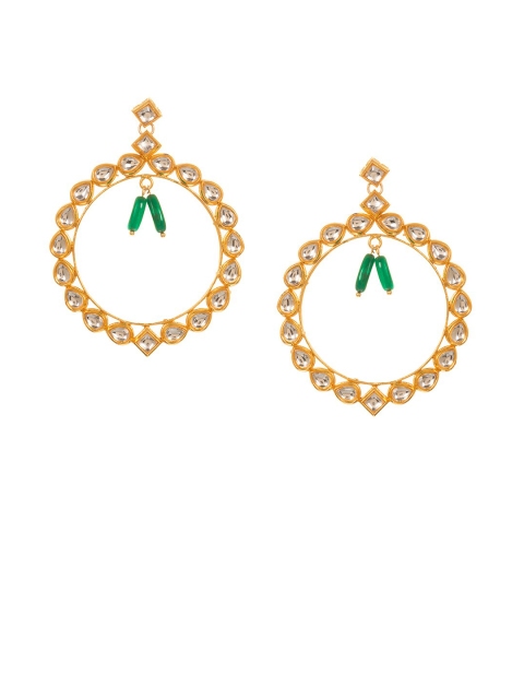 

INDYA Green & Gold-PlatedCircular Drop Earrings