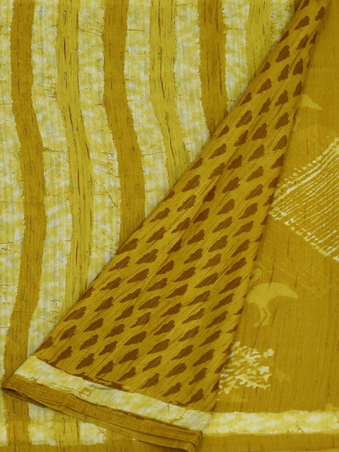 

Pothys Green & White Jute Silk Printed Saree