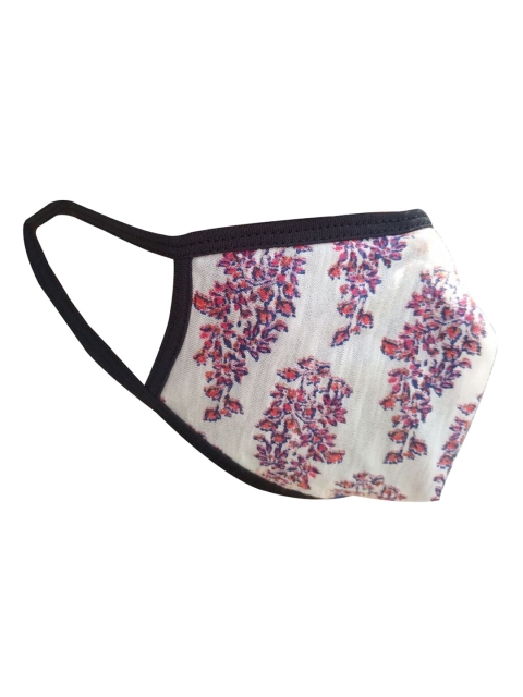 

nestroots Adults White & Pink Floral Printed 2-Ply Reusable Outdoor Cloth Mask