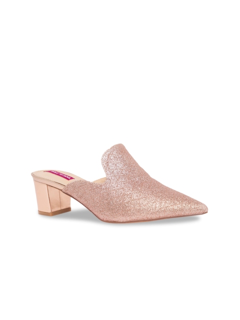 

Sole To Soul Women Rose Gold-Toned Embellished Block Heels