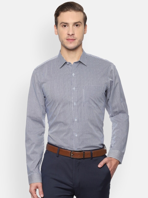 

Van Heusen Men White & Navy Blue Slim Fit Striped Formal Shirt