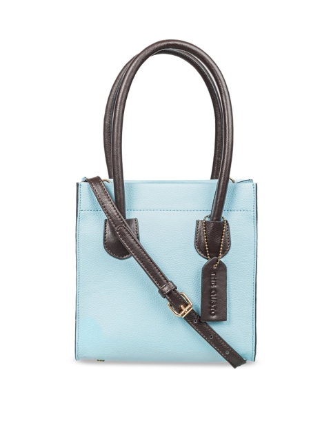 

THE GUSTO Turquoise Blue Solid Leather Handheld Bag